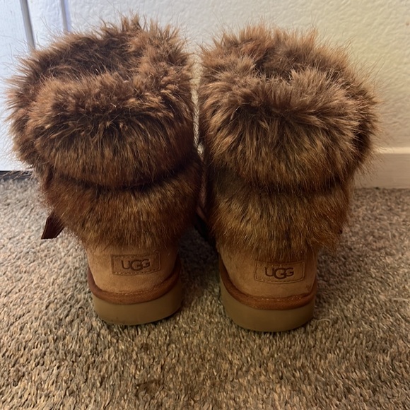 UGG Chestnut Suede Shaggy CLASSIC BUCKLE MINI Boots - Picture 3 of 10